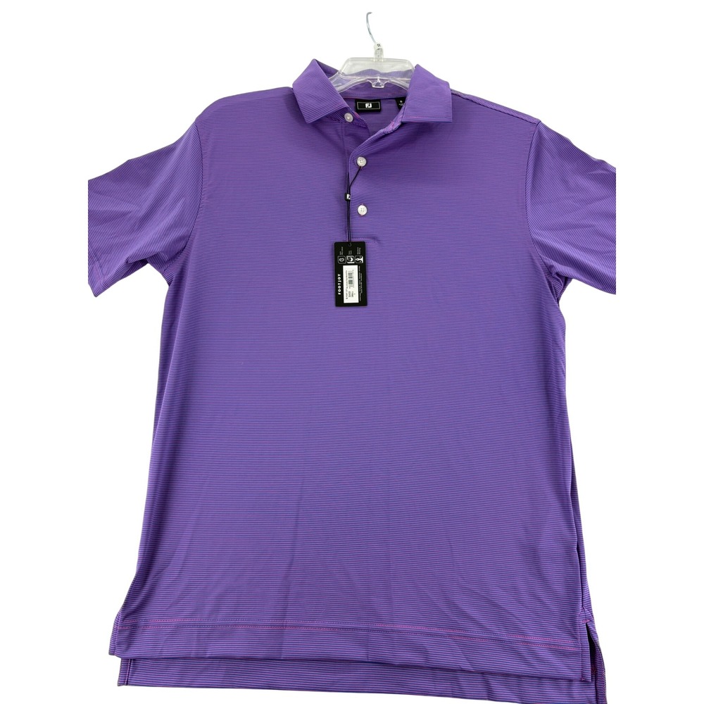 FootJoy Golf Polo Small MicroFeeder Stripe Marine Pink Performance Shirt 30459